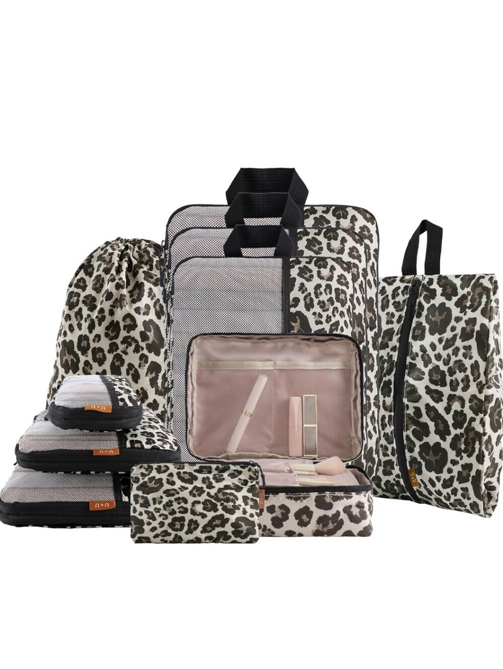 Leopard Print Travel Packing Cube Set - Beige